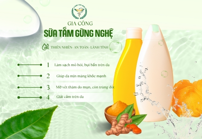 gia công sữa tắm gừng nghệ